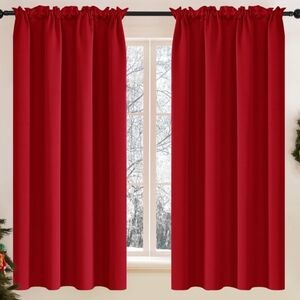 Red Rod Pocket Blackout Curtains
